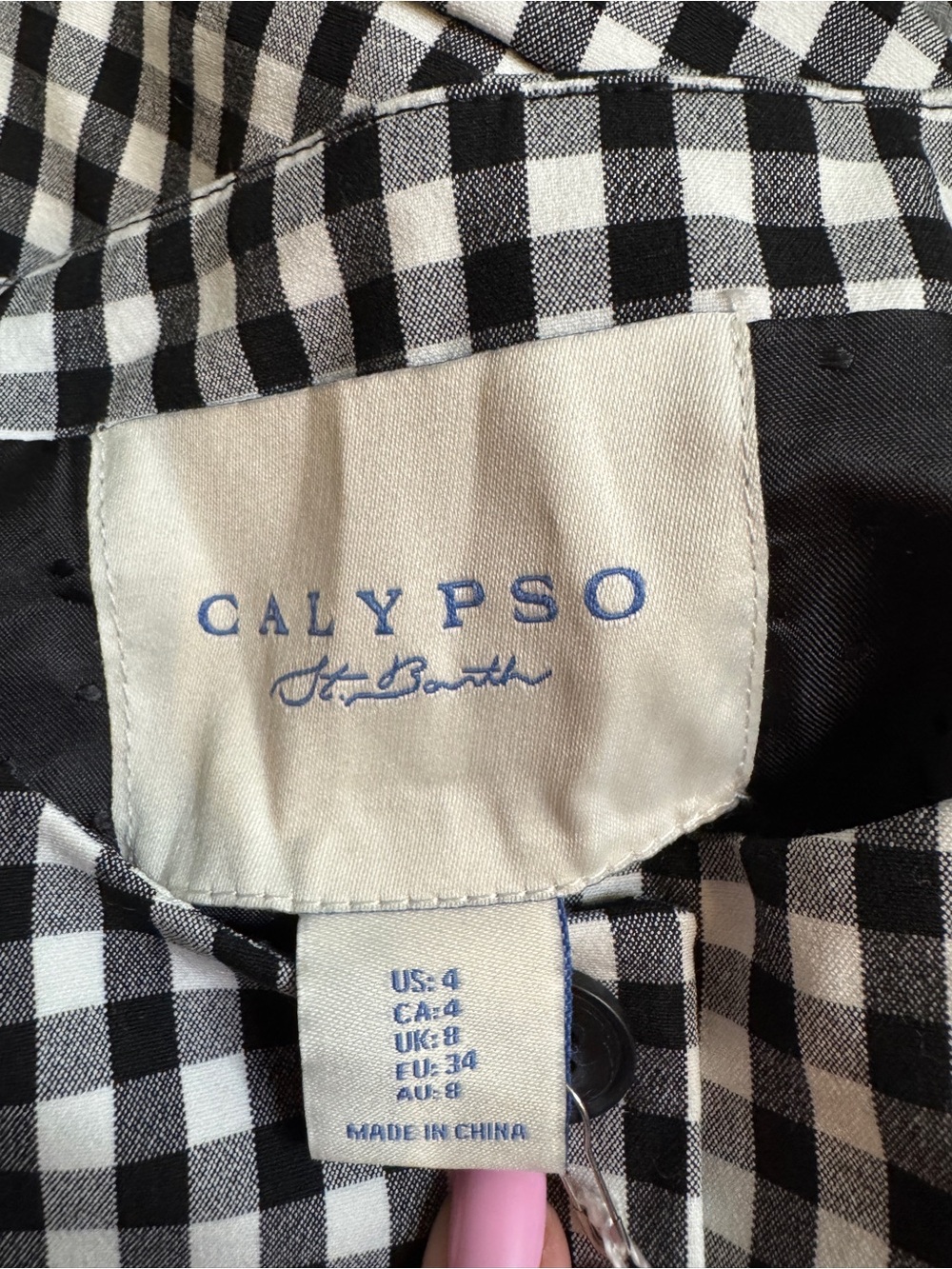 Calypso St Barth Gingham Vest and Pants Set NWT Black and White Two Piece Set - Picture 5 of 6